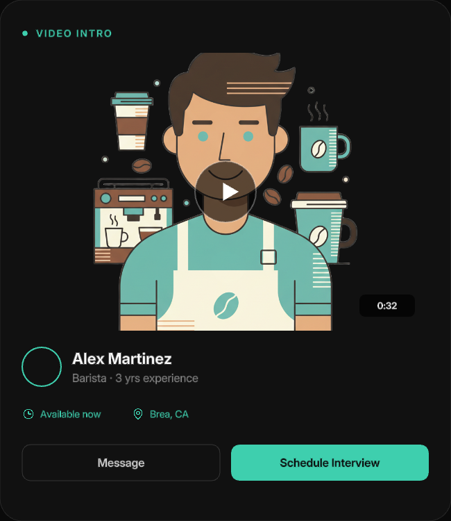 Applicant intro video card